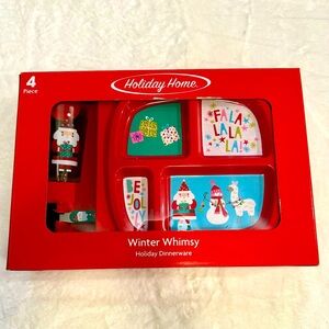 NIB: Holiday Home Winter Whimsy Children’s Christmas Dinnerware Set- 4 pieces